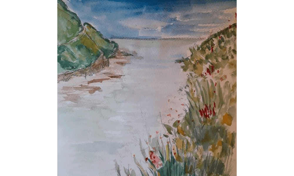 Watercolour painting of sea