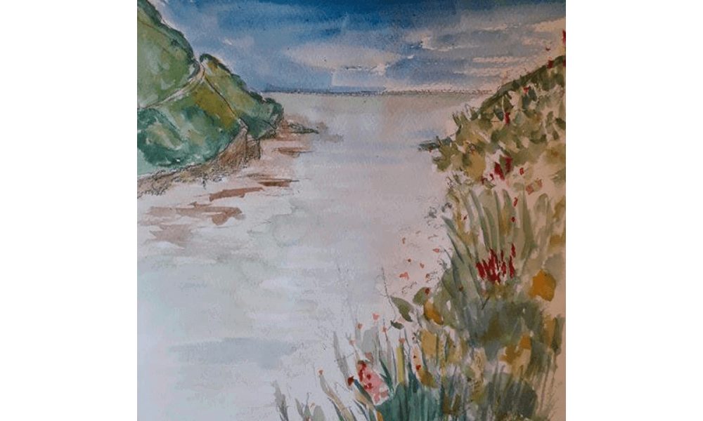 Watercolour painting of sea