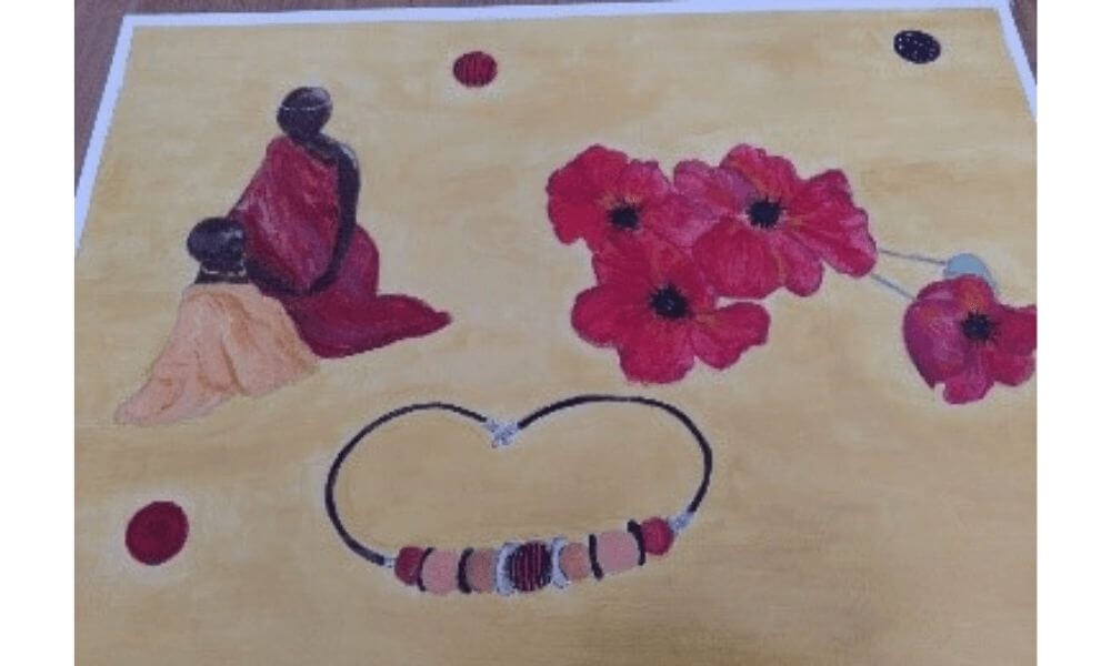 Painting of bracelet and flowers