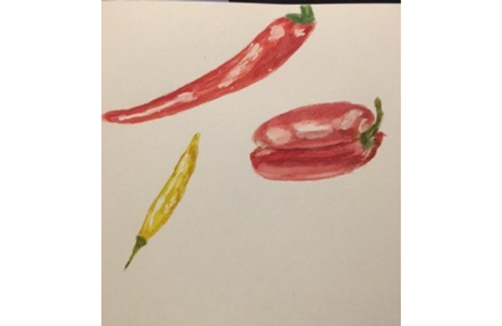 Watercolour painting of peppers