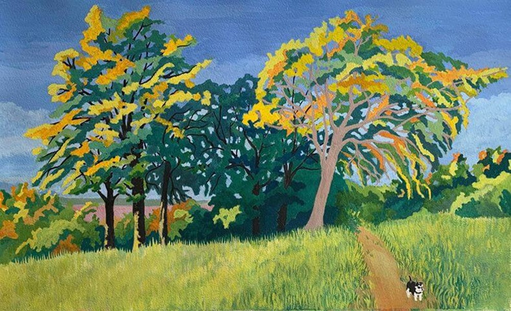 Watercolour painting of trees