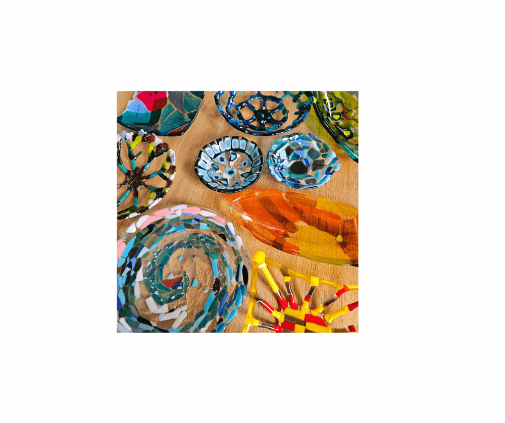 Colourful glass bowls