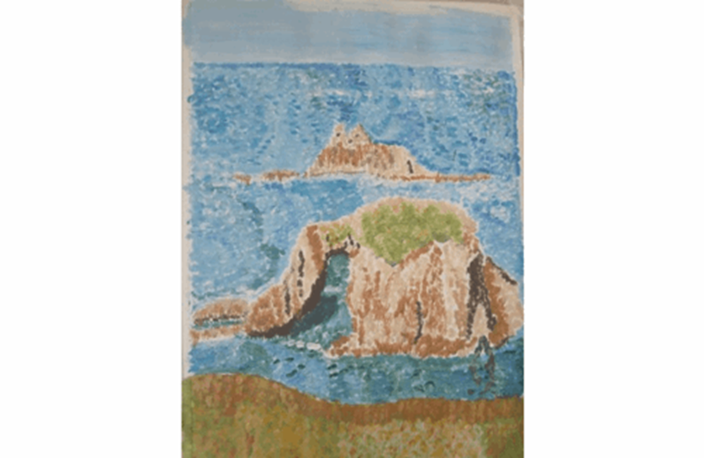 Painting of sea rocks