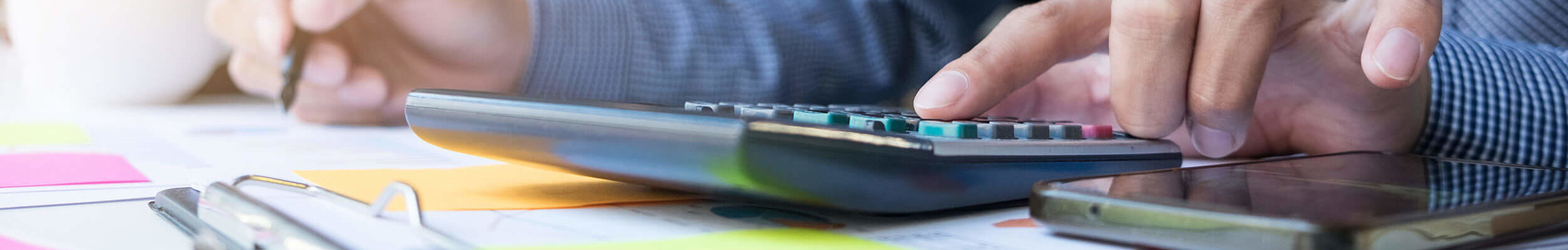 Person on calculator