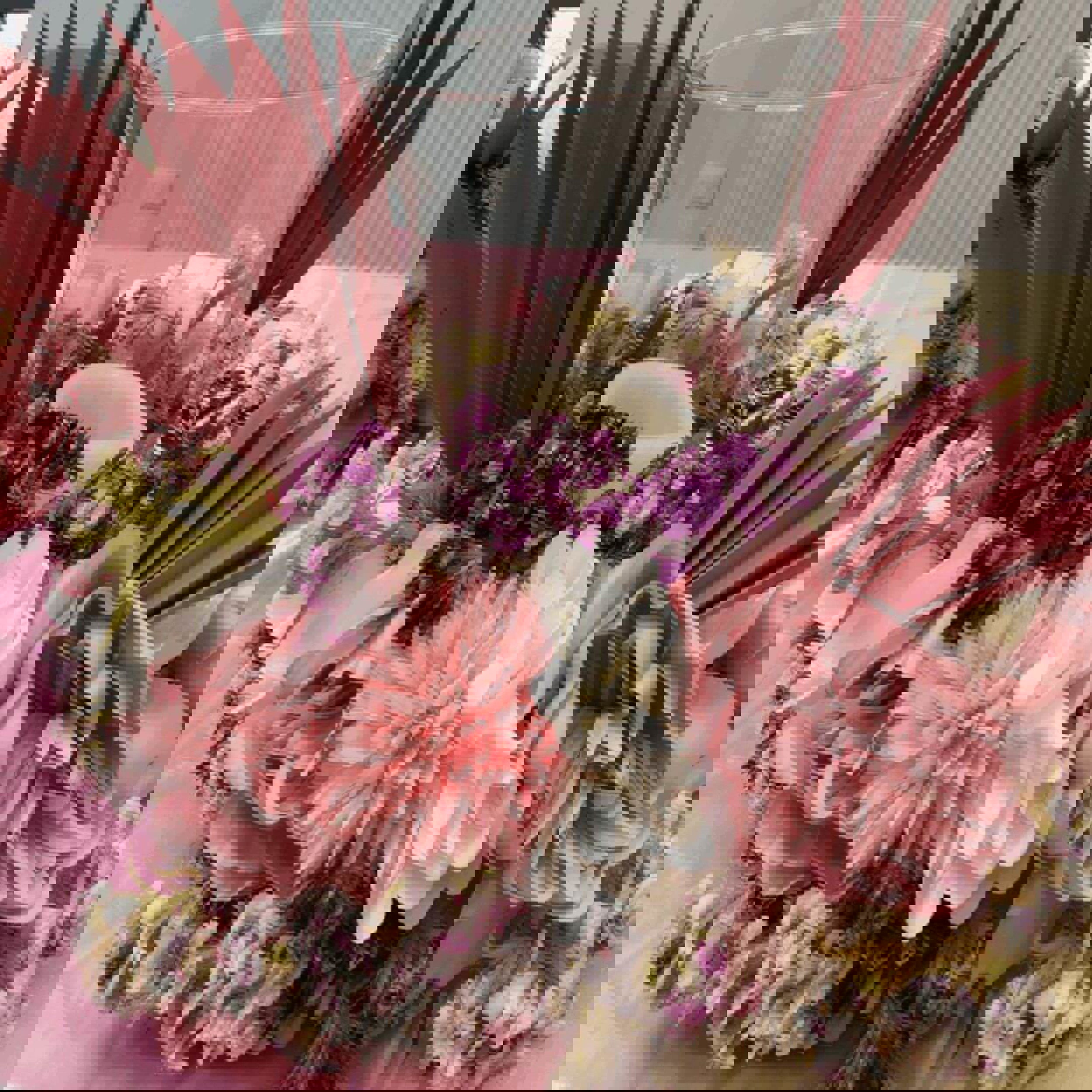 Flowers around candle