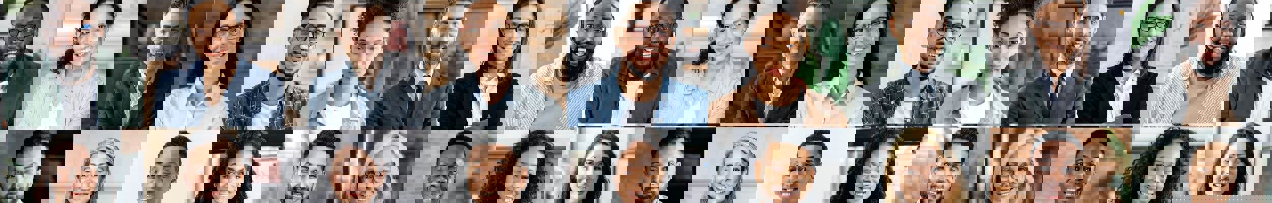 Mosaic image of individual people smiling 