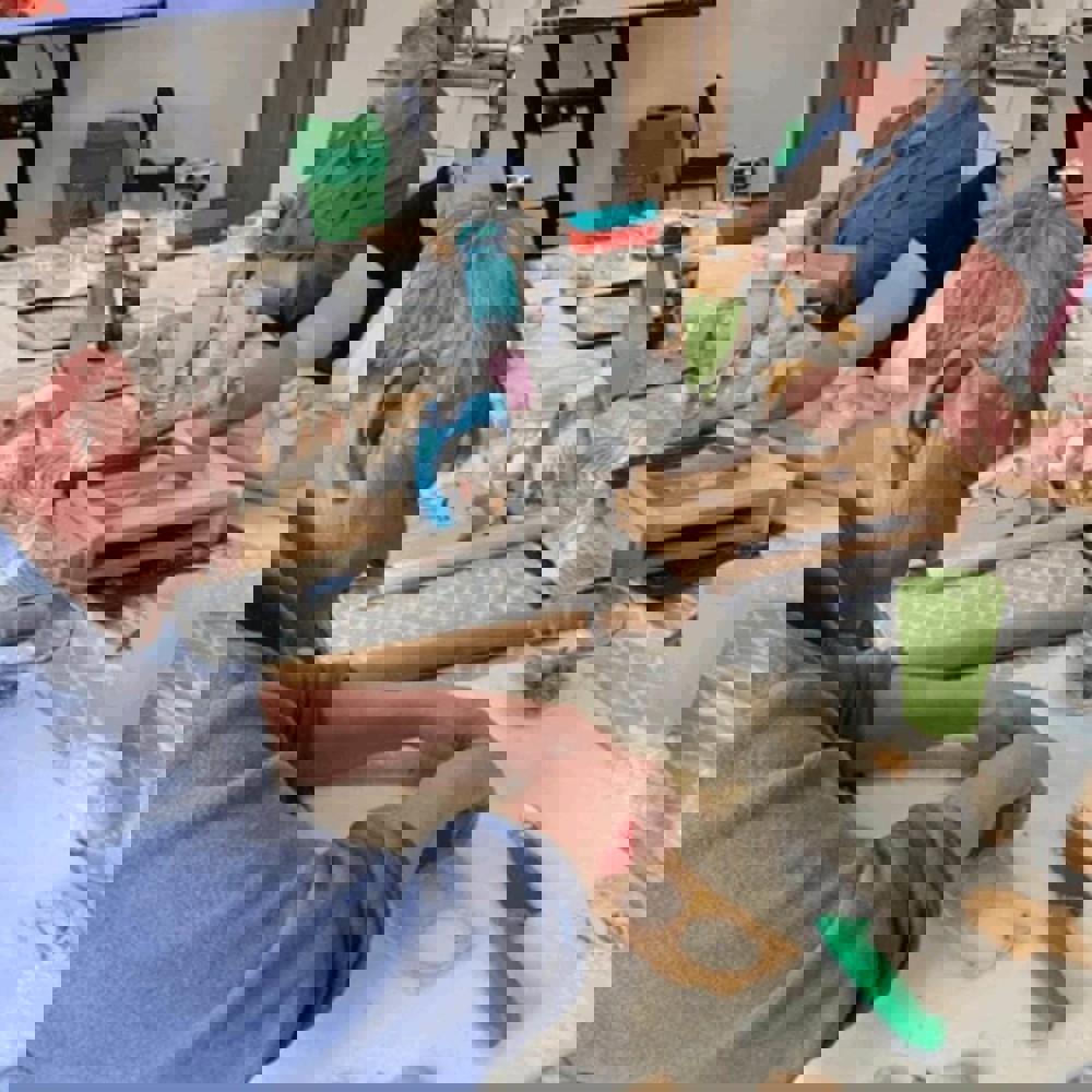 Learners cutting pasta