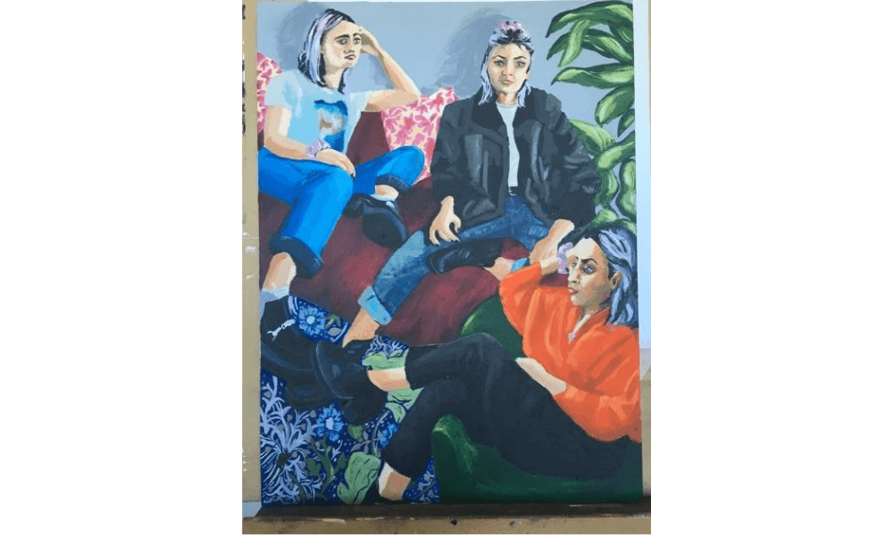 Painting of three people