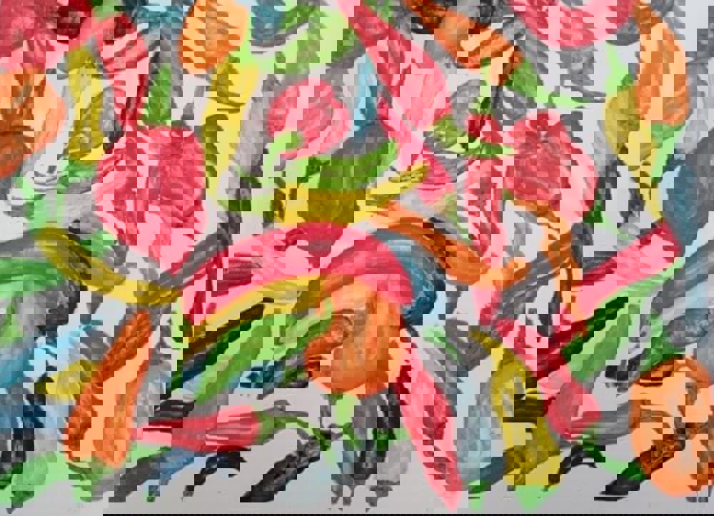 Watercolour painting of peppers