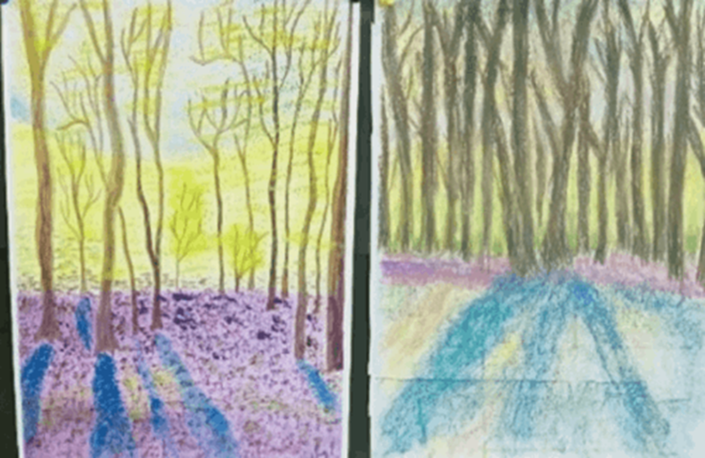 Two drawings of the woods